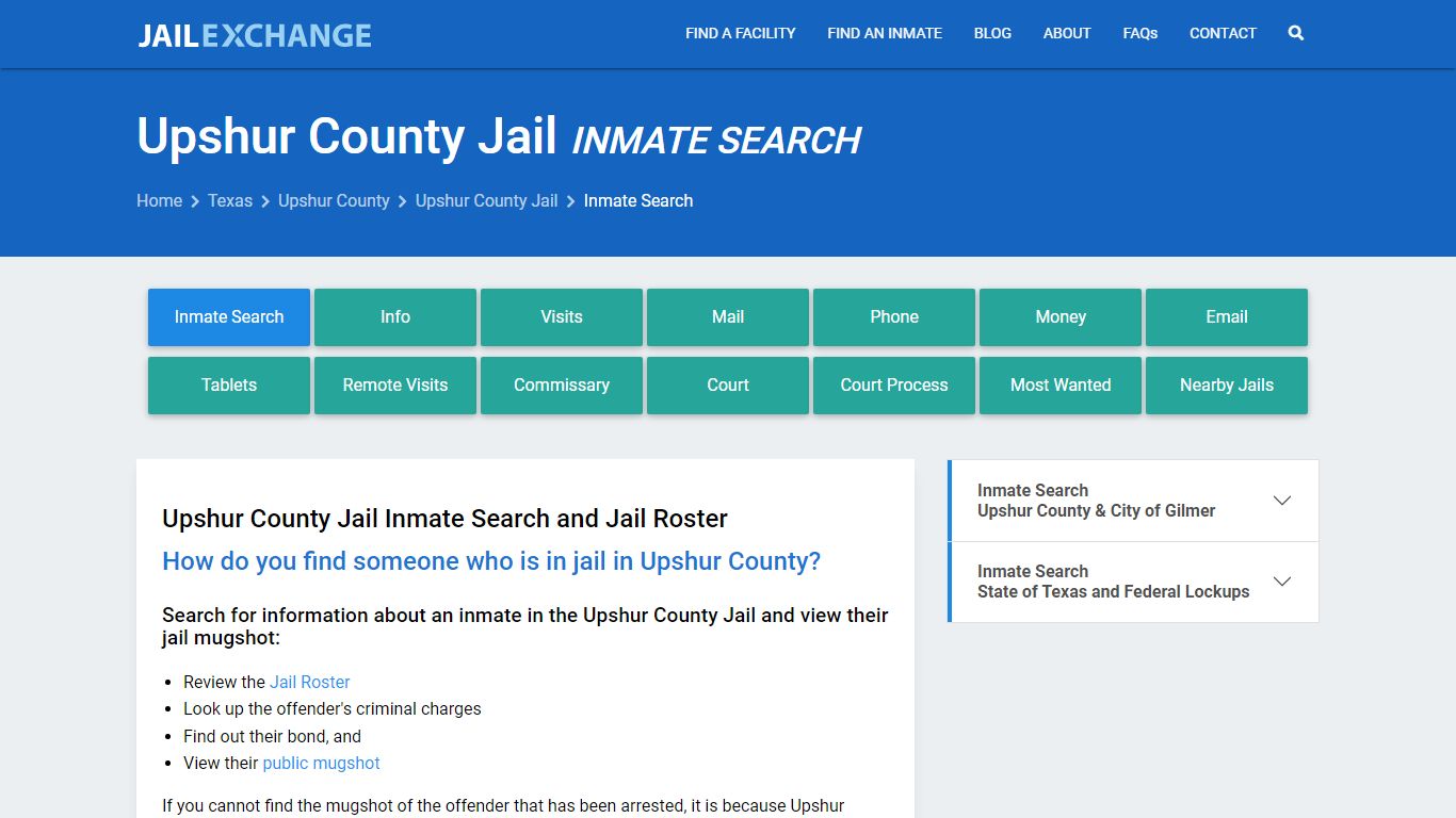 Inmate Search: Roster & Mugshots - Upshur County Jail, TX - Jail Exchange